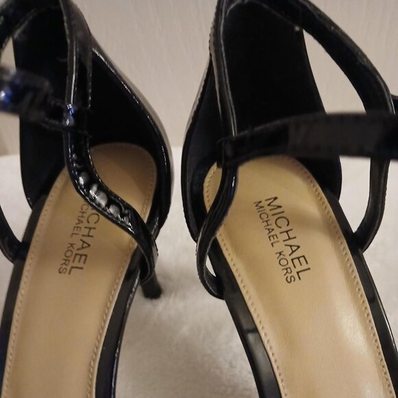 MICHAEL Michael Kors patent leather single ankle strap stiletto heels pumps Sz 8 - Picture 8 of 8